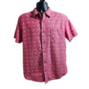 Coca Cola Men Short Sleeve Button Up Shirt Medium